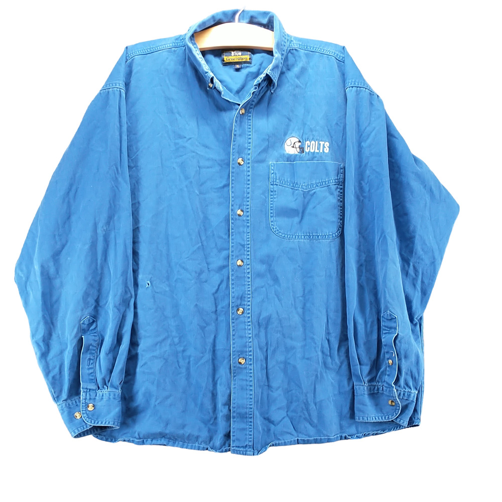 Blue Generation Men's Button-Down Shirt Blue XL Indianapolis Colts Embroidered
